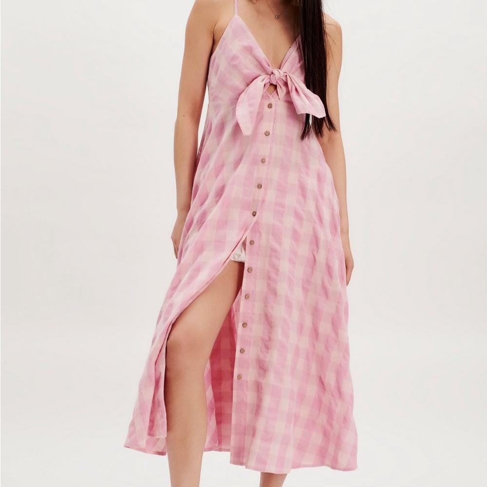 FREE PEOPLE VIA MIDI DRESS BLUSH COMBO